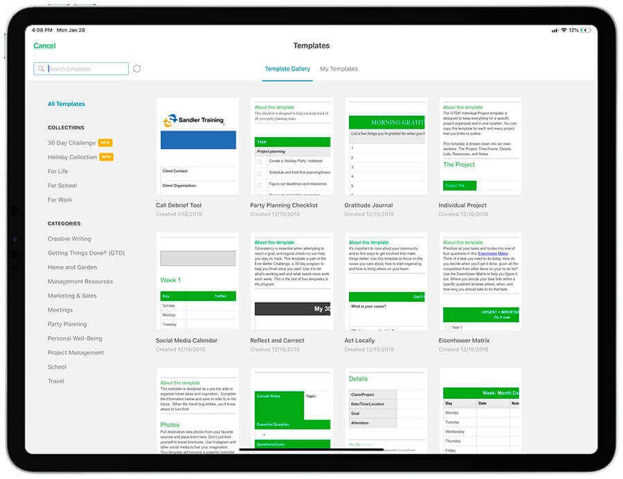 Evernote captura vista