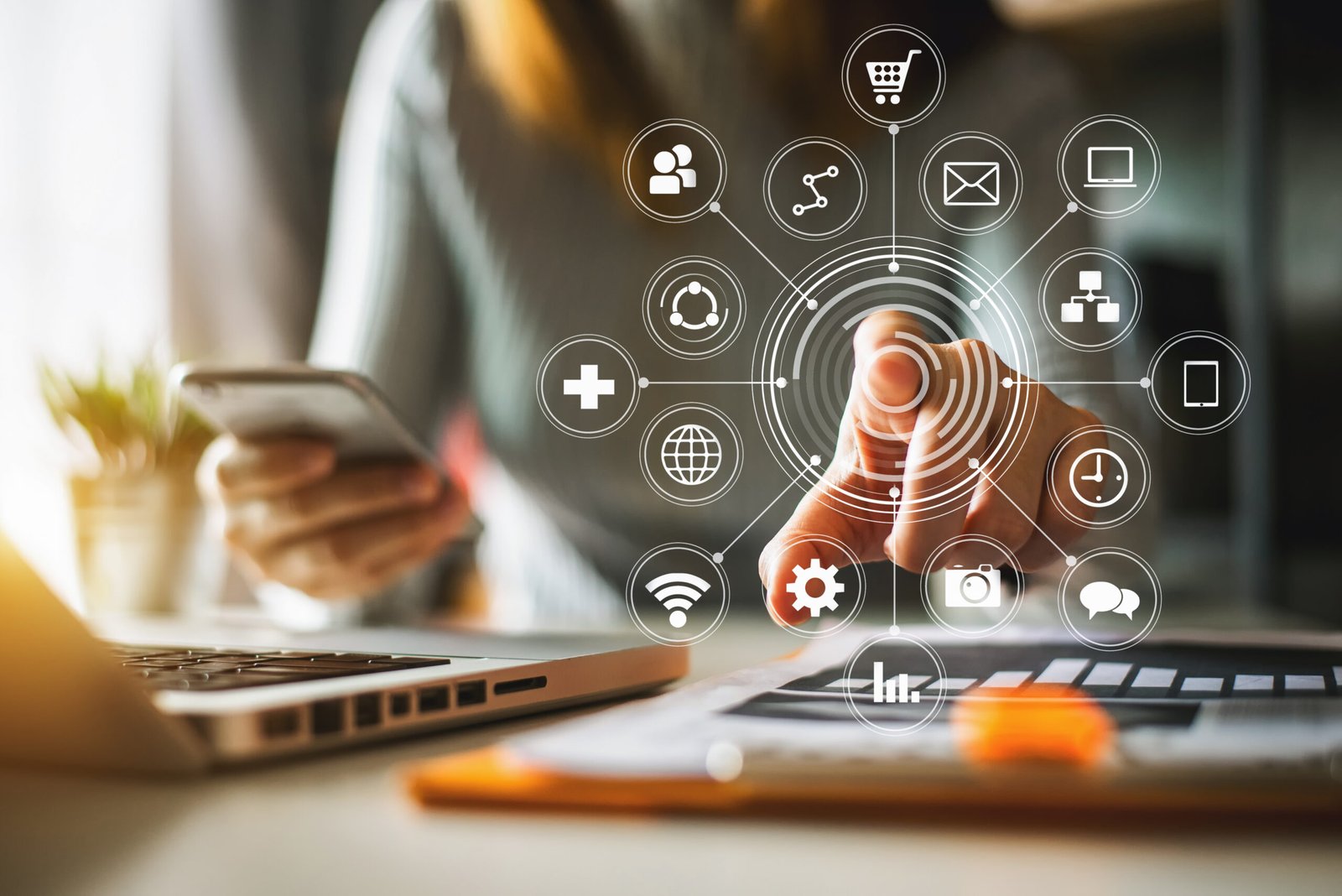 Businessman Working With Smart Phone And Laptop And Digital Tablet